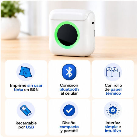 MINI IMPRESORA ETIQUETAS WAGGS ITER03 BLANCO/VERDE